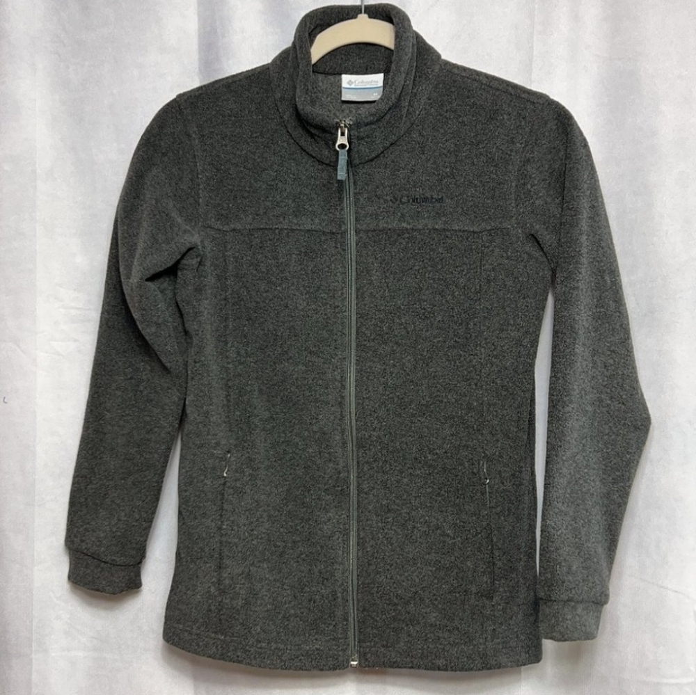 Columbia Charcoal Full-Zip Fleece Jacket Size: Large (14/16)